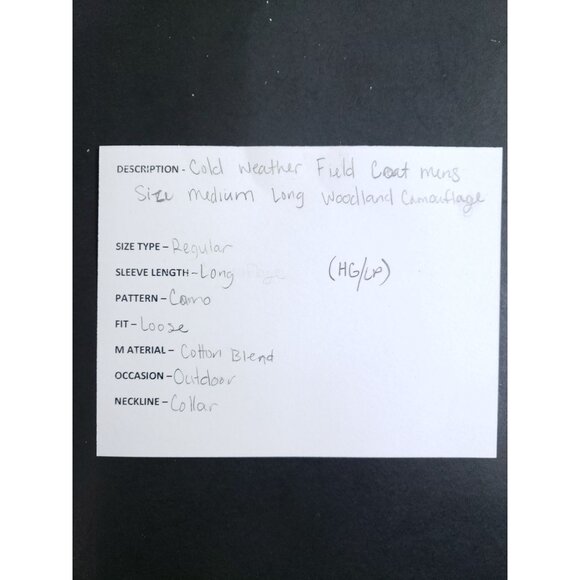 Cold Weather Field Coat Men's Size Medium Long Woodland Camouflage - Picture 9 of 9